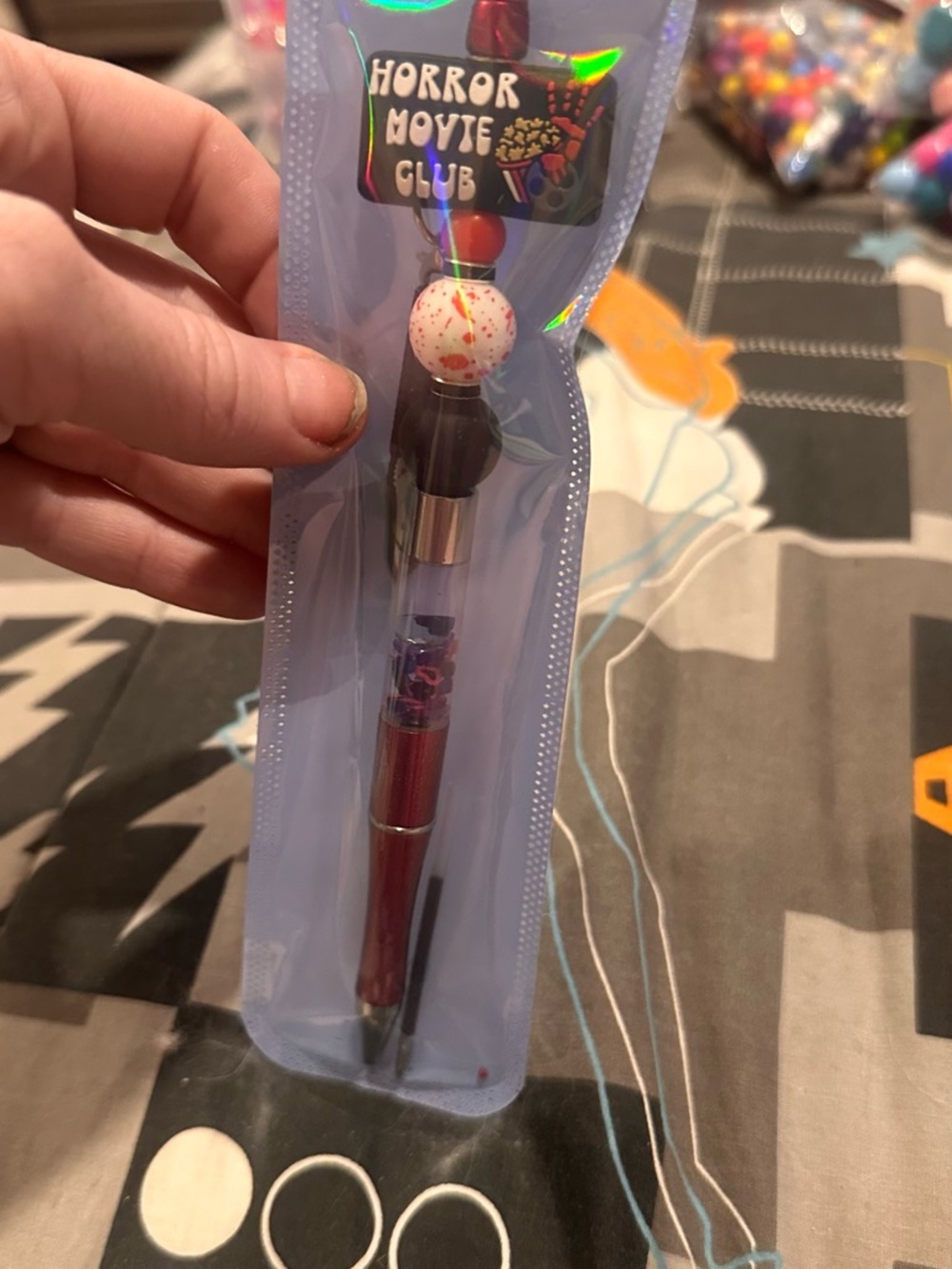 Horror Movie Club snow globe pen